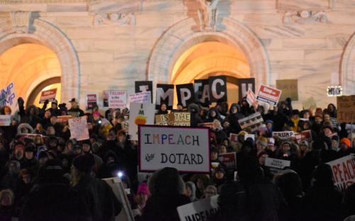 popolitiko:Protesters rally for ImpeachmentThousands Brave Cold And Rain To Protest In Favor Of Trum