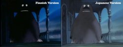 runkkupuu:  onsvaltti:  The reason why Finnish children are traumatized.  Finnish version: Pure uncut nightmare fuelJapanese version: Totoro’s socially awkward sister 