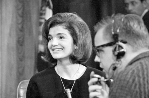 cw21dlr:Jacqueline Kennedy during her televised appearance at the office of Attorney General Rober