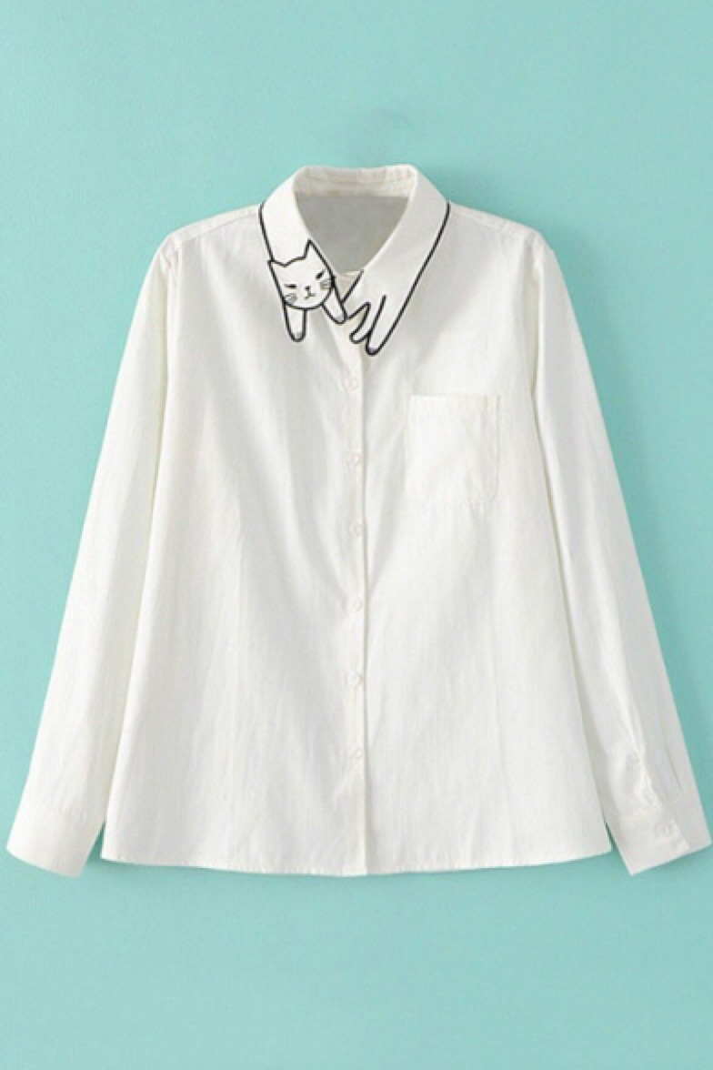 apparantjpg:  20% off!   cat embroidery shirt    