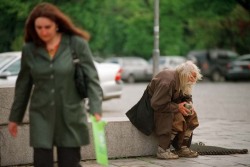 awkwardsituationist:  98 year old dobri dobrev, a man who lost his hearing in the second world war, walks 10 kilometers from his village  in his homemade clothes and leather shoes to the city of sofia, where he spends the day begging for money.  though