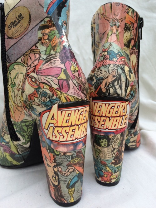 SIZE 8 &frac12; AVENGERS BOOTSON SALE NOWBe ready to kick evil right in its shiny groin-plate in