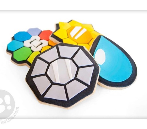 Pokemon gym badge cookies by Hey! Cake This!