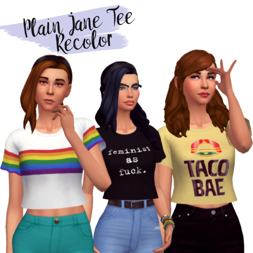 unflirty-plumbob: Random recolor I did of @dazzled-simblr‘ plain Jane Tee!- 23 swatches as pic