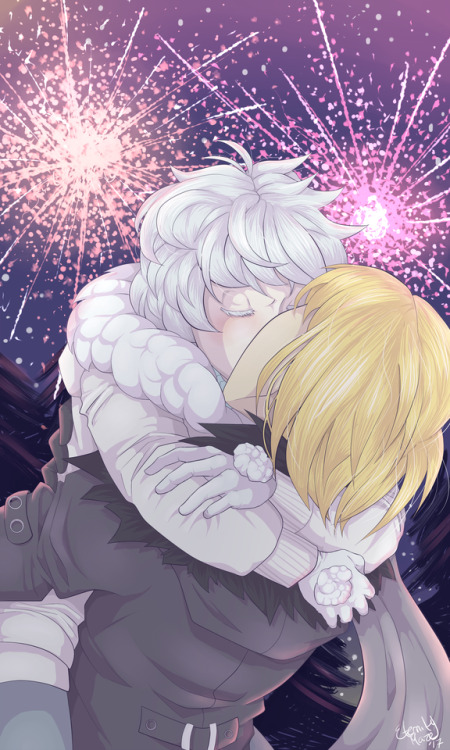 Artist: @3ternitymaze Gift for: @delilahhyuuga Prompt: Mello and Near share a New Year&rsq