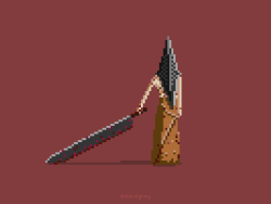 dave-grey:  Pyramid Head Revisited old Silent Hill pixels for Halloween. The playable teaser for P.T was definitely one of the scariest experiences of the year. @davegrey