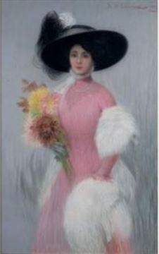 Elegante au chapeau by René Carrère, 1909  