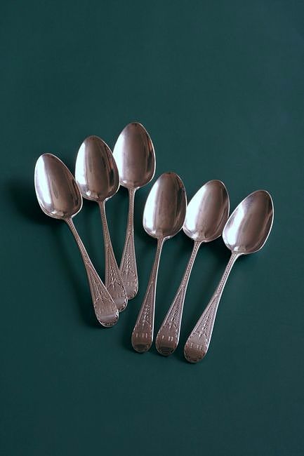 18th C. Antique Old English Pattern Solid Silver Tea Spoons SOLOMON HOUGHAM London 1795伝統的なオールドイングリッ