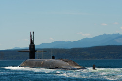 ssn-ssbn:  photoyage:  PUGET SOUND, Wash. (July 28, 2015) The Blue crew of the ballistic-missile submarine USS Pennsylvania (SSBN 735) returns home to Naval Base Kitsap-Bangor following a strategic deterrence patrol. (U.S. Navy photo by Mass Communication