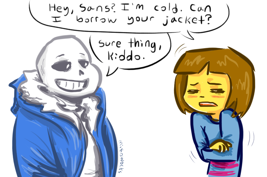 mikoworks:  So, what if Sans is actually thin but he looks chubby because his jacket