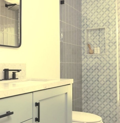 Kids BathroomAn Illustration Of A Medium-sized, Contemporary Children's Bathroom Features Gray And Ceramic