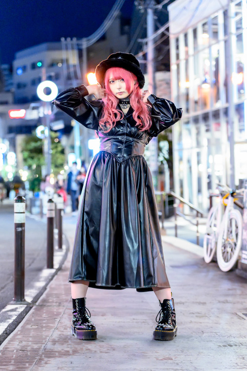 tokyo-fashion:Japanese tattoo model Nougami on Cat Street in Harajuku wearing a Jouetie faux leather