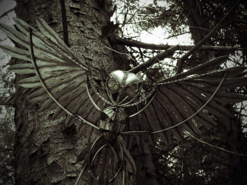 The Pendle Sculpture Trail at Pendle Wood, near Pendle Hill, Lancashire. The works are inspired by t