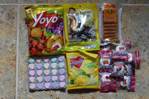 Some thai sweets =)the dried mango sticks are the best