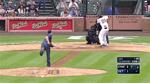 thaunderground:  gfbaseball:  J.D. Martinez hits a 2-run home run to give the Tigers the lead - June 4, 2016   I always love seeing the Tigers Negro League jerseys
