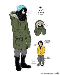 ask-eraserhead:  Aizawa: Why do you try to stuff the whole house in your pockets? It’s making this coat unnecessarily heavy. Just bring a bag, it’s more efficient. Mun Zaku: BUT THE POCKETS ARE HUGE!! I can fit a hat, gloves, tissue pack, snacks,