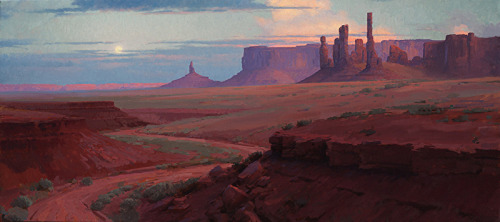 Moonrise over Monument Valley,  by Jeremy Lipking (1975-…). 