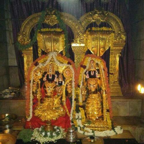 Sita, Rama and Lakshmana from Badrachalam with gold kavacham (armour)
