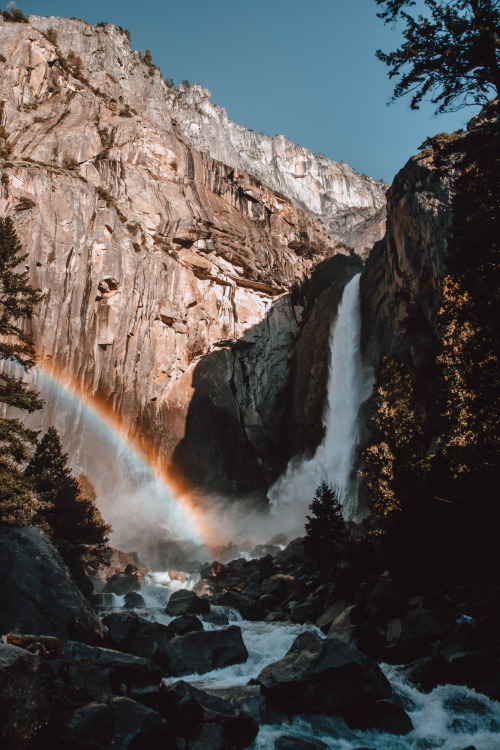 jasonincalifornia:Lower Yosemite Falls and a Rainbow all to MyselfSociety6