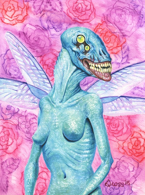 Fairy by Brett Gross. Water-soluble crayon on water color paper. 11″x15″.