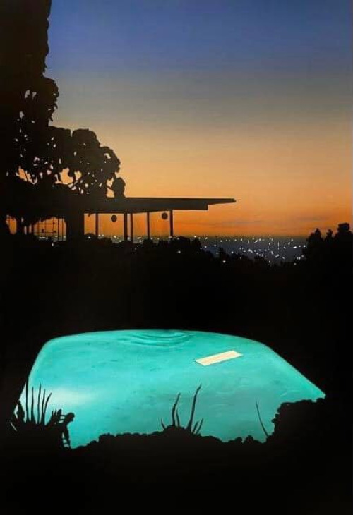  Pool with White Float (Stahl Silhouette)  -   Laurence Jones , 2021.British, b. 1991 -Acrylic  on l