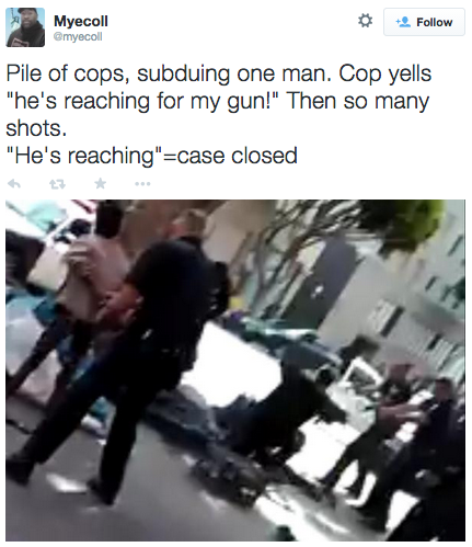 revolutionarykoolaid:#Every28Hours (3.2.2015): LAPD officers shot dead a homeless man yesterday, street execution-style. The man’s name has not been released yet, but he was known to many as “Africa.” The entire murder was captured on camera. Brother