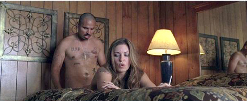 tinsleytransfers:  The beautiful Bianca Kajlich and Michael Peña wearing  Tinsley