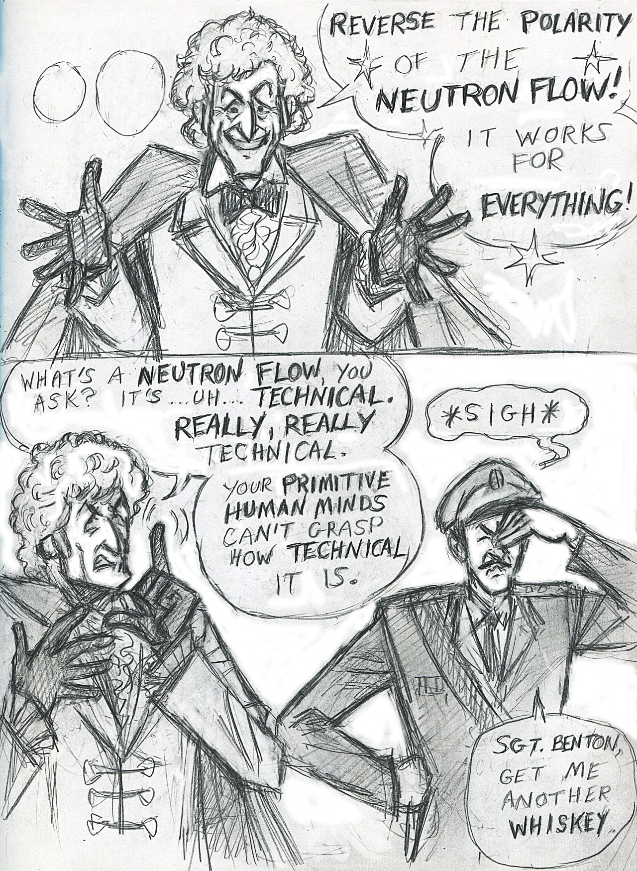 raineszramski:  raineszramski:  Three and The Brigadier.  Reblogging a sketchbook