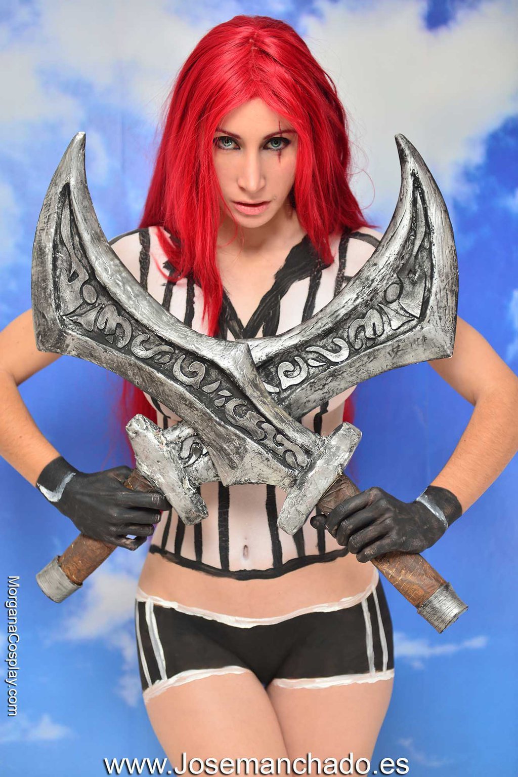 Red Card Katarina Bodypaint from League of Legends by Morganita86