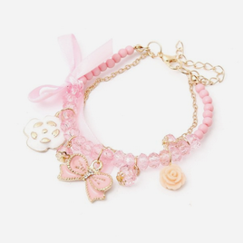 pinkuqu:Bowknot Camellia Cute Crystal Rose Bracelet