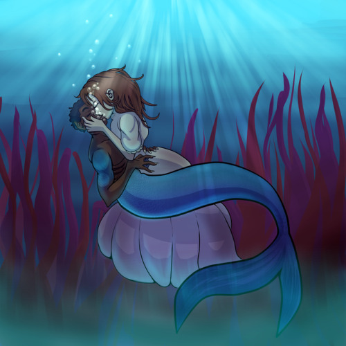 turntechtestament: disneybrony:  Forbidden love under the waves…  Done by @turntechtestament  cool commission i got to work on! i love doing underwater stuff, even if its not for my personal fandoms 