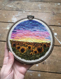 culturenlifestyle:  Stunning Embroidered Landscapes Effortlessly Mimic Impressionist Paintings Inspired by 60’s and 70’s aesthetic, Rachael from Used Threads Shop’s stunning embroidery illustrations mimic the beauty and brushstroke of an Impressionist