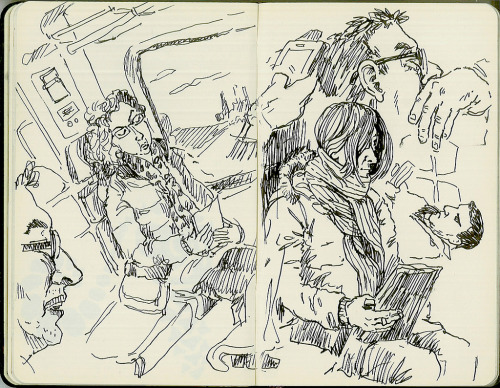 fuckyeahmoleskines:  Train Sketches. Dan Hallett