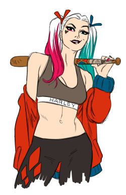 kristaferanka:  cool down sketch. @erinkkavanagh ‘s Harley design. now i just gotta wait for her to do a Selena design 