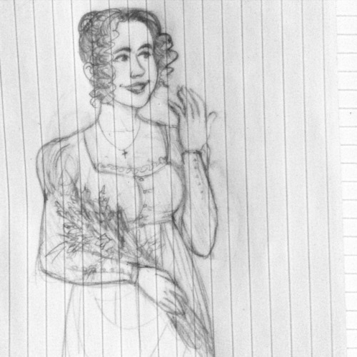 goddamnshinyrock:very slow end of shift, pls enjoy this tiny Lizzie Bennet drawn on notebook paper a