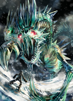 dragon-dungeon:  Icy Skull Hydra by purplekecleon