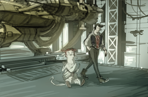 artofsteviegee: Dandy and Meow composition, just a work in progress. Probably won’t finish it 