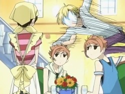 avengette:  blue-eyed-hanji:  custard-fish:  blue-eyed-hanji:  quick, someone who has never seen ouran high school host club, explain what’s happening in this screencap  my guess is that two super rad twins bullied some poor boy into being their maid