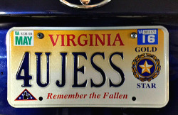 License plate on the little blue car of Jessica Ellis by Steve Ellis, BLM Deputy Director