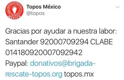 valiendomother: valiendomother:  Hoy más que nunca México necesita ayuda. Las personas como tú y yo salieron a las calles a mover escombro, a ayudar en lo más que podía.  Apoyen a los rescatistas de México, son buenísimos y serán una pieza clave