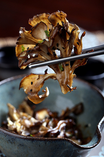 veganfeast:  Olives for Dinner | Roasted Maitake in a Sesame-Miso Broth by Jeff and Erin’s pics on Flickr.
