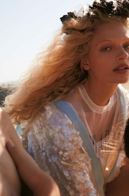 aleworldaddict:‘Princess on the Beach’  Frederikke Sofie by Camilla Akrans for Vogue Japan April 2018