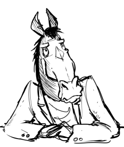 beapeabear:  Had Bojack Horseman on today, so I sketched him. 