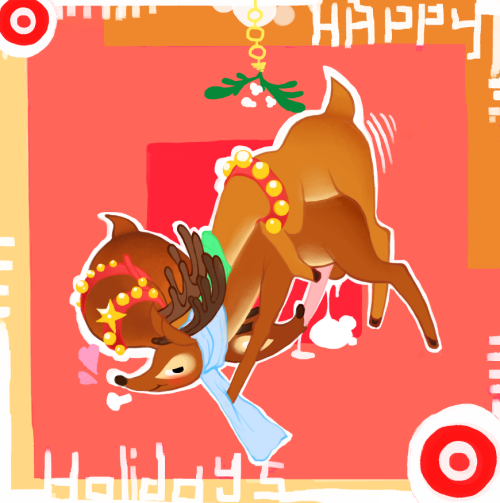 ajinbymoonlight:  kaboozey:  This time they’re males. In a Christmas card format. MERRY CHRISTMAS  As usual, reindeer try to make everyone’s Christmas a gay one.  …okay that’s hot <////<