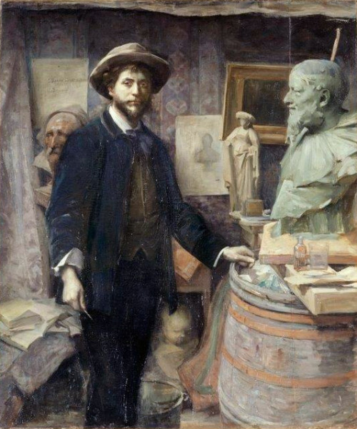 antonio-m:  Louise Breslau,Portrait of Jean-Joseph Carriès in his Studio, 1886-87 Petit Palais, Parisoil on canvas 