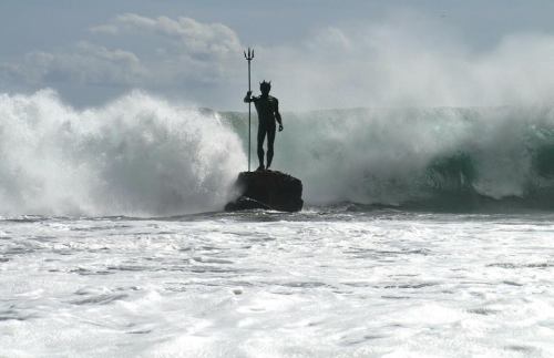 ancientorigins: On the island of Gran Canaria, Canary Islands, Poseidon stands ominously in the Ocea