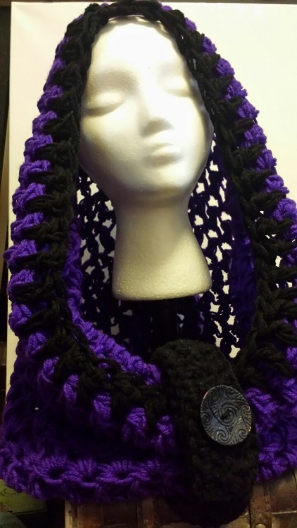 Crocheted slouchy beanies and hooded cowls. These are super soft, machine washable and very comfy!