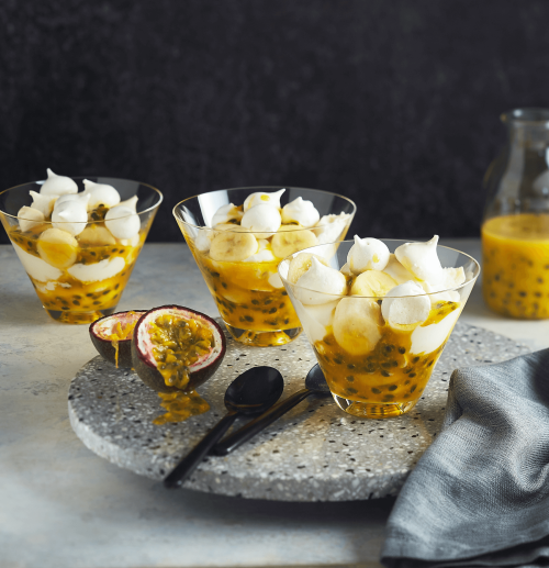 Eton Mess with Tangy Passionfruit Sauce !Ingredients:Passionfruit Sauce:1 cup caster sugar&frac12; c