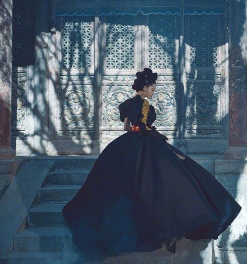 Dong Jie photographed for Harper’s Bazaar China