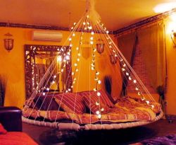 old-radicola:  Reusing a trampoline as a bed